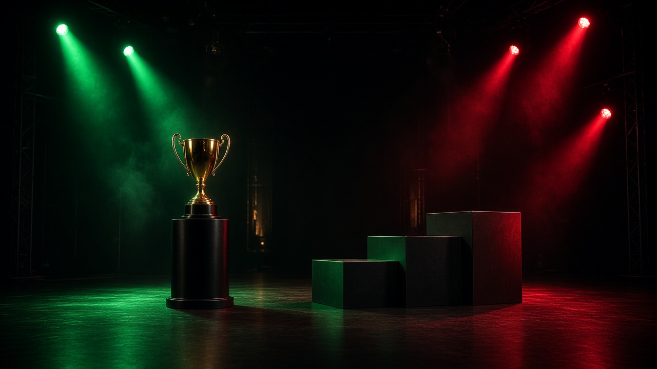 Palco de cerimónia com troféu